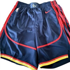 Nike Golden State Warriors Striped Logo Print Elastic Casual Shorts FQ4406-419